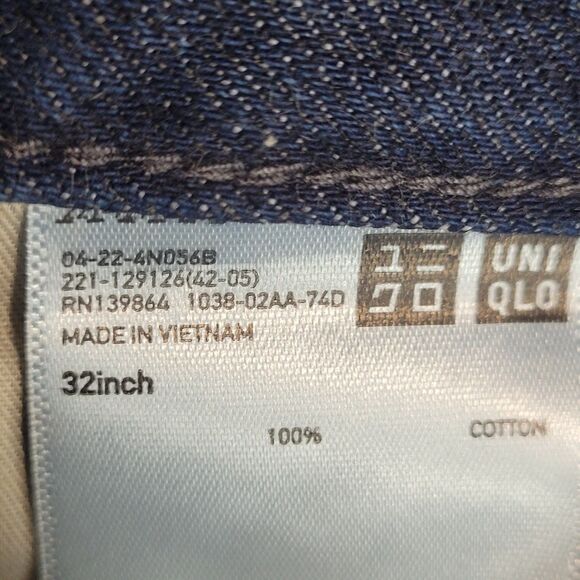 Uniqlo Jeans Blue Slim Straight Fits 36x26 Kaihara Denim - Picture 7 of 10